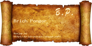 Brich Pongor névjegykártya